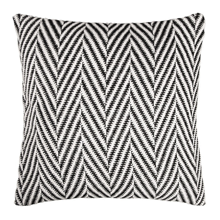 QUVIO Sierkussenhoes visgraat - Geweven - Wol - 45x45 cm - Wit - Zwart