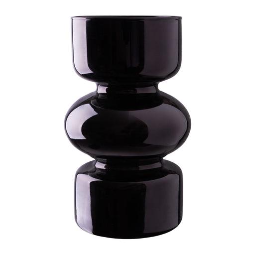 QUVIO Zandloper vaas - Glas - ø9x18 cm - Zwart