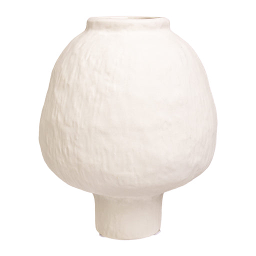 QUVIO Japandi vaas bolvormig keramiek - Gebroken wit - 21 cm