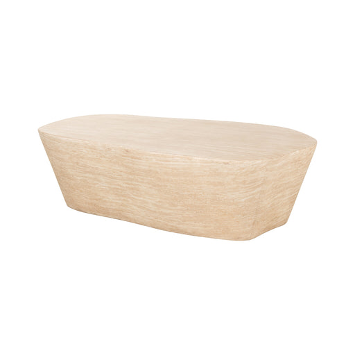 Richmond Organische Salontafel Fictus Travertin look, 125 x 80cm - Beige - Japandi