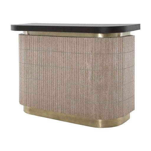 Richmond Bartafel Martini Travertin en hout, 140 x 60cm - Bruin - Ovaal - ThatLyfeStyle