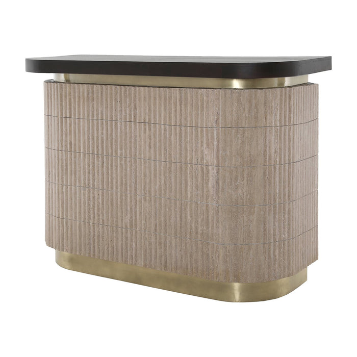 Richmond Bartafel Martini Travertin en hout, 140 x 60cm - Bruin - Ovaal