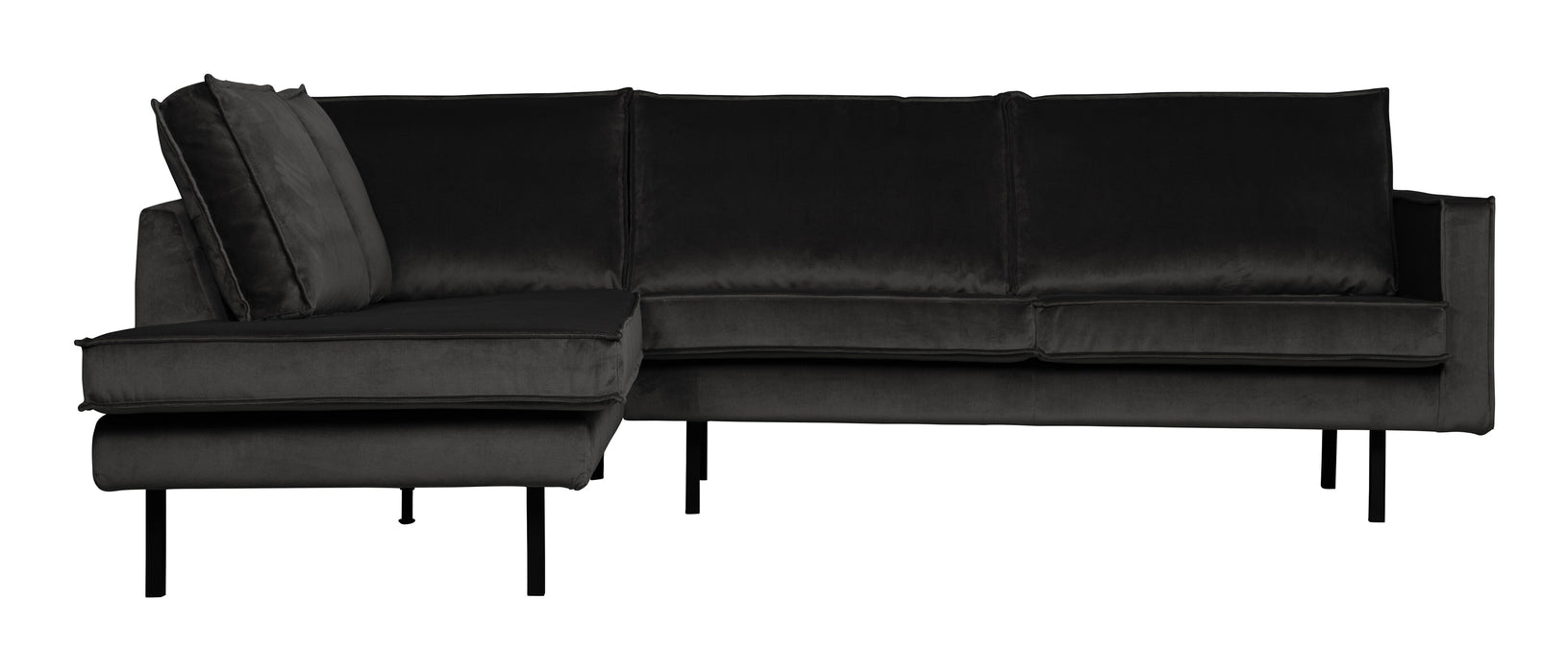 WOOOD Hoekbank Rodeo Links, Velvet - Antraciet - BePureHome
