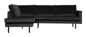 WOOOD Hoekbank Rodeo Links, Velvet - Antraciet - BePureHome