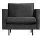 WOOOD Fauteuil Rodeo Velvet - Antraciet - BePureHome