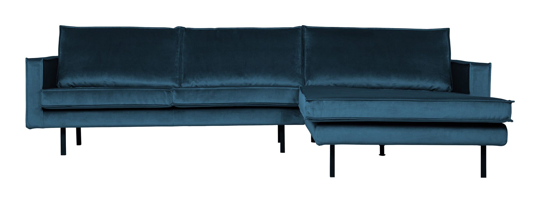 WOOOD Loungebank Rodeo Rechts, Velvet - Blauw - BePureHome