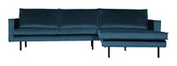 WOOOD Loungebank Rodeo Rechts, Velvet - Blauw - BePureHome