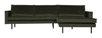 WOOOD Loungebank Rodeo Rechts, Velvet - Dark Green - BePureHome
