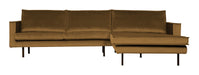 WOOOD Loungebank Rodeo Rechts, Velvet - Honing Geel - BePureHome