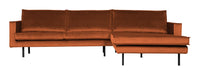 WOOOD Loungebank Rodeo Rechts, Velvet - Roestbruin - BePureHome