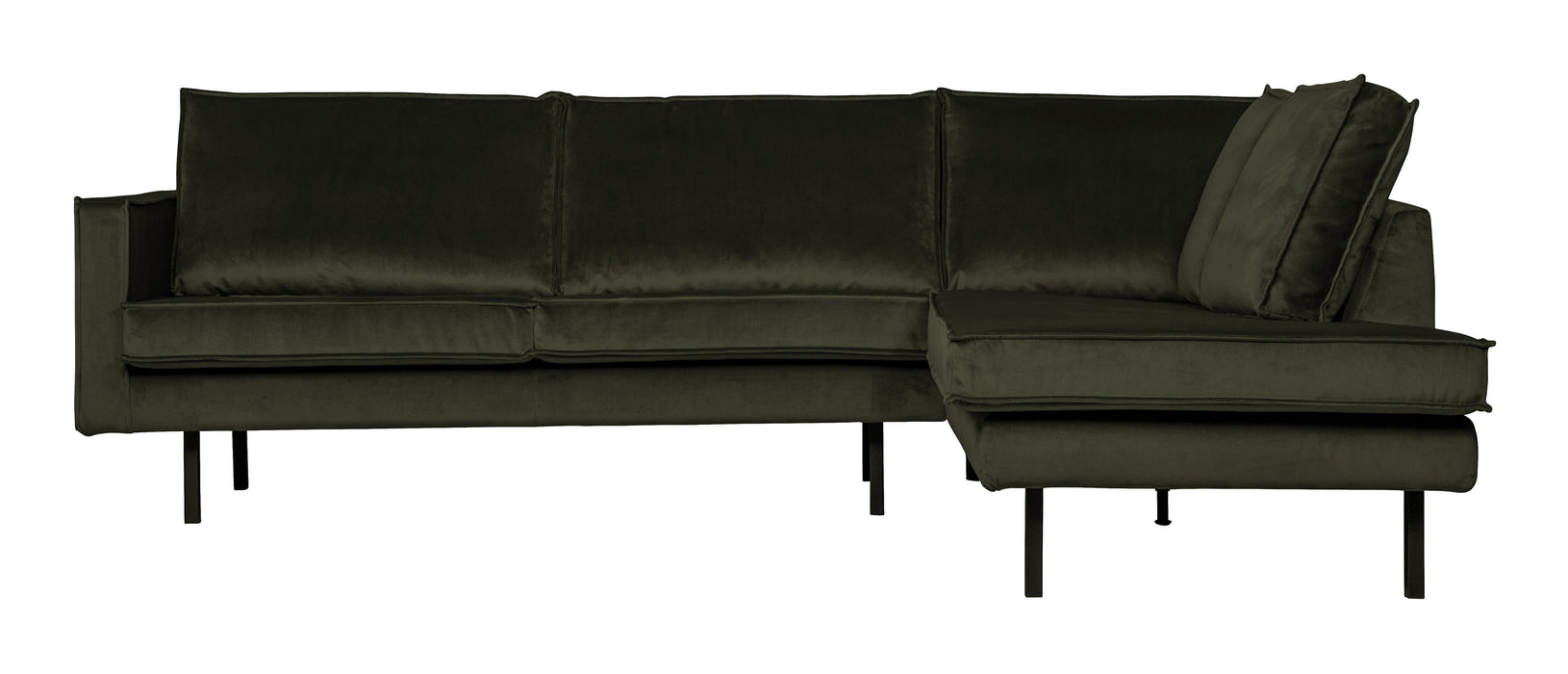 WOOOD Hoekbank Rodeo Rechts, Velvet - Dark Green - BePureHome