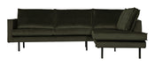 WOOOD Hoekbank Rodeo Rechts, Velvet - Dark Green - BePureHome