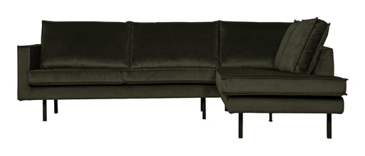 WOOOD Hoekbank Rodeo Rechts, Velvet - Dark Green - BePureHome