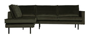 WOOOD Hoekbank Rodeo Links, Velvet - Dark Green - BePureHome