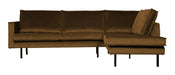 WOOOD Hoekbank Rodeo Rechts, Velvet - Honing Geel - BePureHome