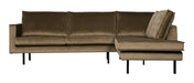 WOOOD Hoekbank Rodeo Rechts, Velvet - Taupe - BePureHome