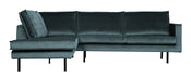WOOOD Hoekbank Rodeo Links, Velvet - Teal - BePureHome