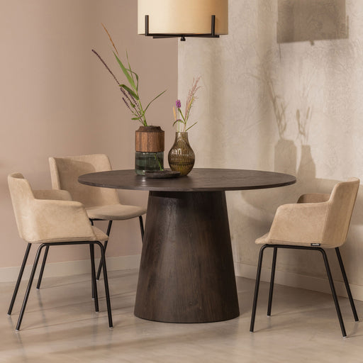 WOOOD Exclusive Ronde Eettafel Maan MDF, 120cm - donkerbruin - Japandi