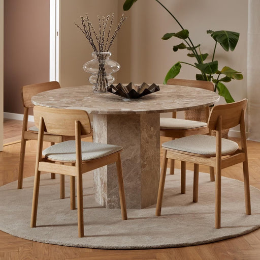 Bendt Ronde Eettafel Lasonya Marmer, 130cm - Bruin