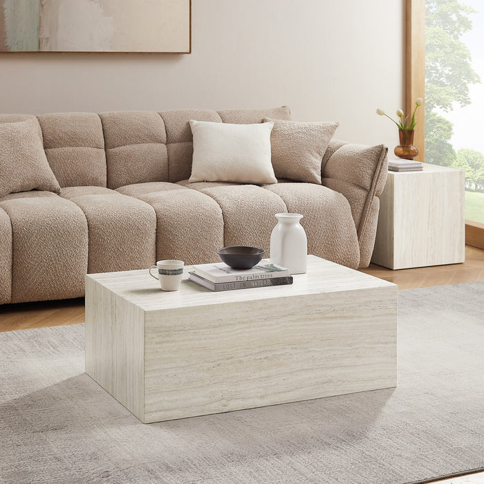 Artistiq Salontafel Helder Travertinlook, 90 x 60cm - Beige