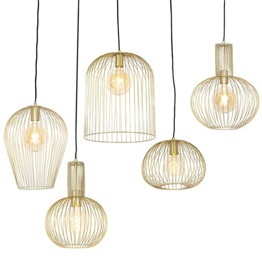Set van 5 design hanglampen goud - Wires - ThatLyfeStyle