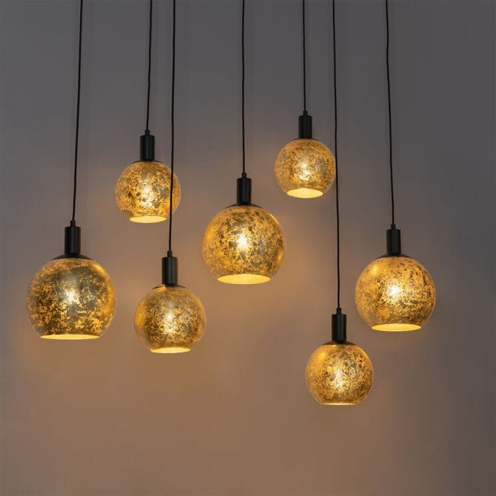 Design hanglamp zwart goud glas 7-lichts - Bert - ThatLyfeStyle