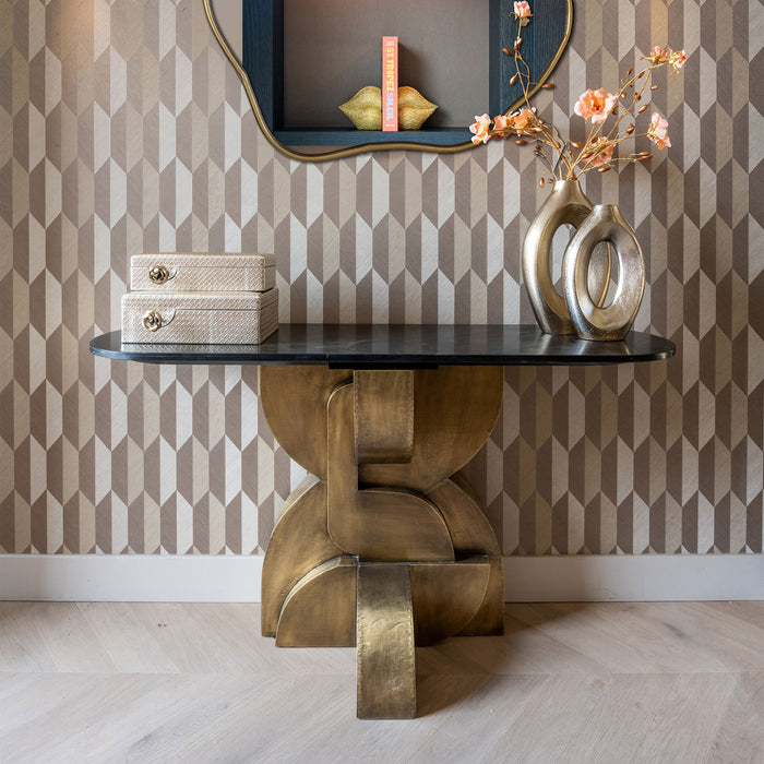 Richmond Sidetable Maddox Marmer en Brass, 130cm - Goud