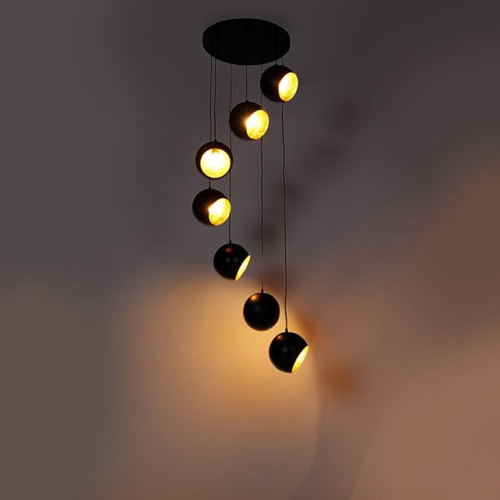 Hanglamp zwart goud 7-lichts - Crooked Cluster - ThatLyfeStyle