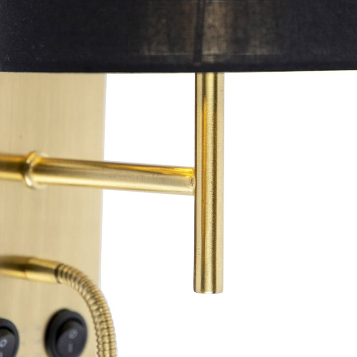 Art Deco wandlamp goud katoenen zwarte kap - Stacca