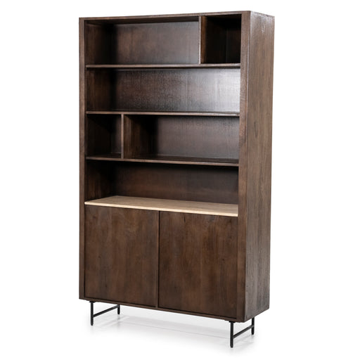 Eleonora Boekenkast Lio Mangohout en Travertin, 200 x 120cm - Bruin - ThatLyfeStyle