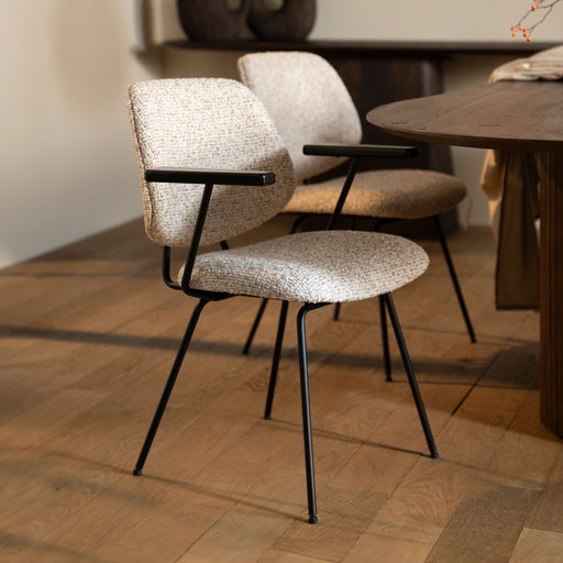 Eleonora Eetkamerstoel Jon Met armleuning - Beige - ThatLyfeStyle