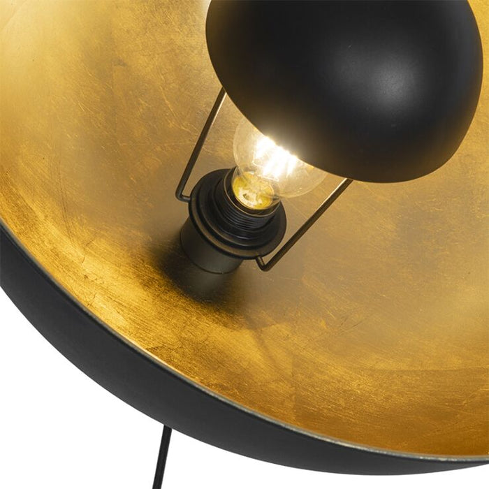 Vloerlamp zwart goud verstelbaar tripod - Magnax