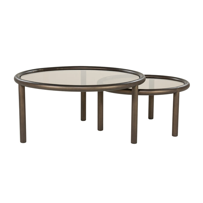 Eleonora Ronde Salontafel Circo Glas, Set van 2 stuks - Bruin