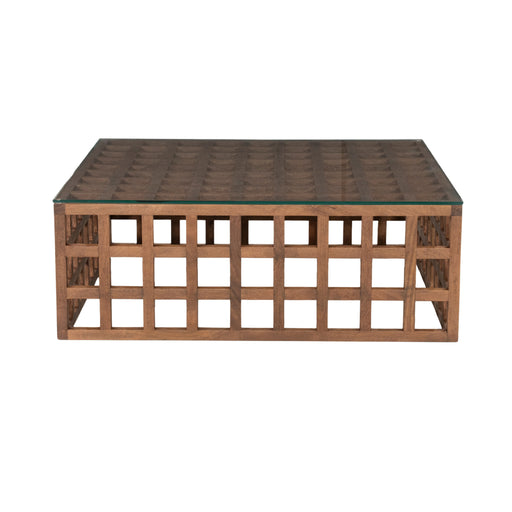 Eleonora Vierkante Salontafel Heras Mangohout en glas, 90 x 90cm - Bruin - ThatLyfeStyle