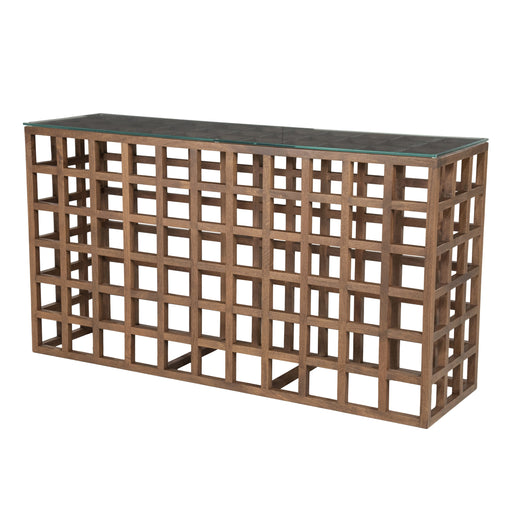 Eleonora Sidetable Heras Mangohout en glas, 140cm - Bruin - ThatLyfeStyle