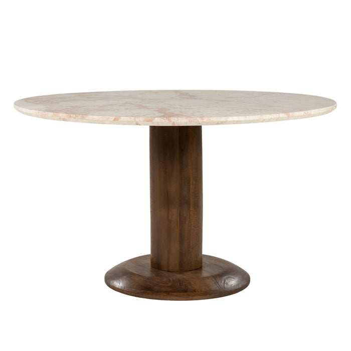 Eleonora Ronde Eettafel Ted Marmer en mangohout, 130cm - Bruin