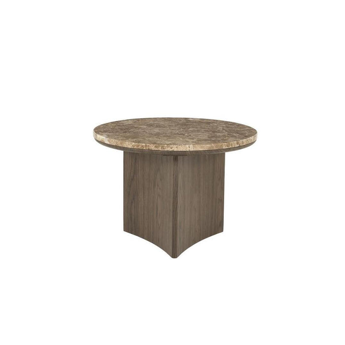 Eleonora Ronde Salontafel Okke Marmer en Walnoot, 55cm - Grijs