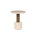 Eleonora Ronde Bijzettafel Kyan High gloss beton en eiken, 55cm - Beige