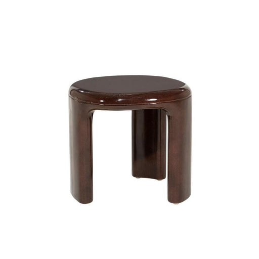 Eleonora Ronde Bijzettafel Kane High gloss beton, 50cm - Bruin