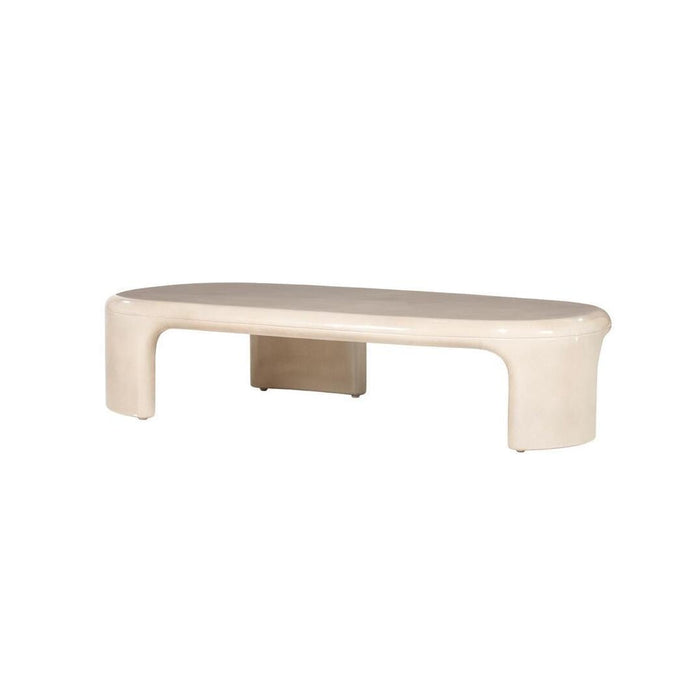 Eleonora Salontafel Kane High gloss beton, 140 x 65cm - Beige - Ovaal