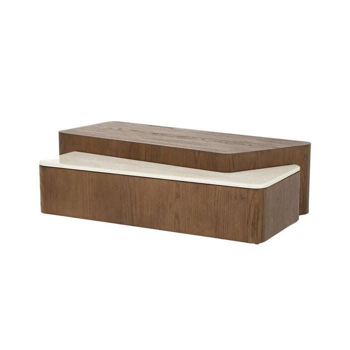 Eleonora Salontafel Romee Eiken en keramiek, 115 x 68cm - Bruin - Organisch