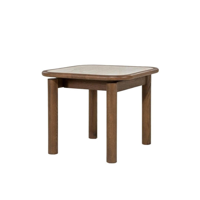 Eleonora Bijzettafel Gabi Keramiek en eiken, 60 x 60cm - Bruin - Vierkant