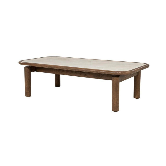 Eleonora Salontafel Gabi Keramiek en eiken, 120 x 60cm - Bruin