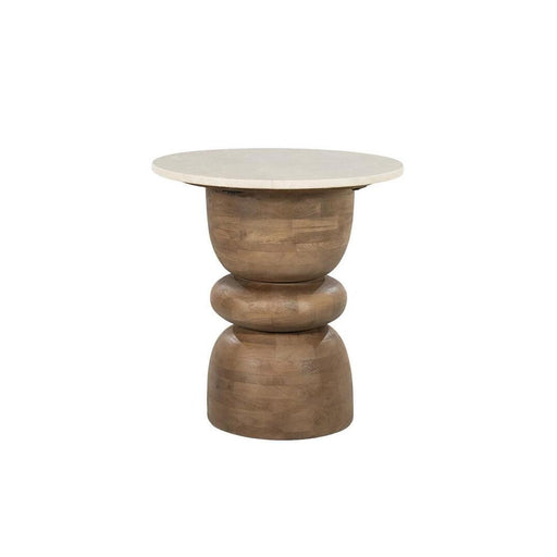 Eleonora Ronde Bijzettafel Pippa Botochino marmer en mangohout, Ø50cm - Naturel