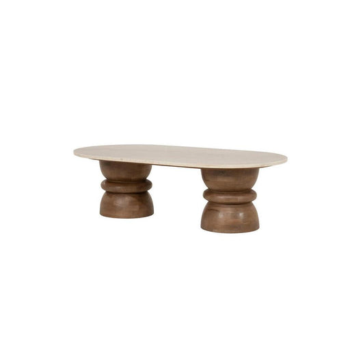 Eleonora Ovale Salontafel Pippa Botochino marmer en mangohout, 120 x 65cm - Naturel - Ovaal