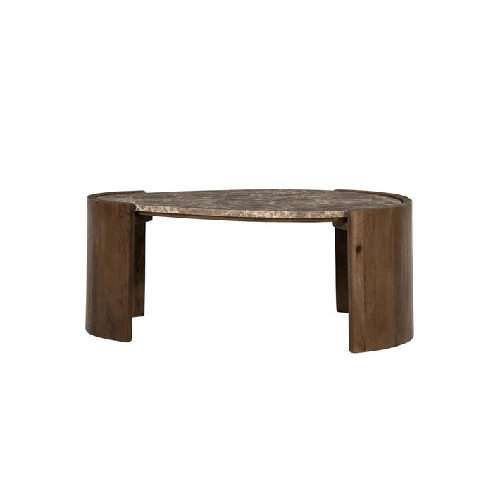 Eleonora Organische Salontafel Niklas Emperador marmer en mangohout, 94 x 61cm - Bruin