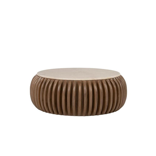Eleonora Ronde Salontafel Memphis Botochino marmer en mangohout, Ø88cm - Naturel