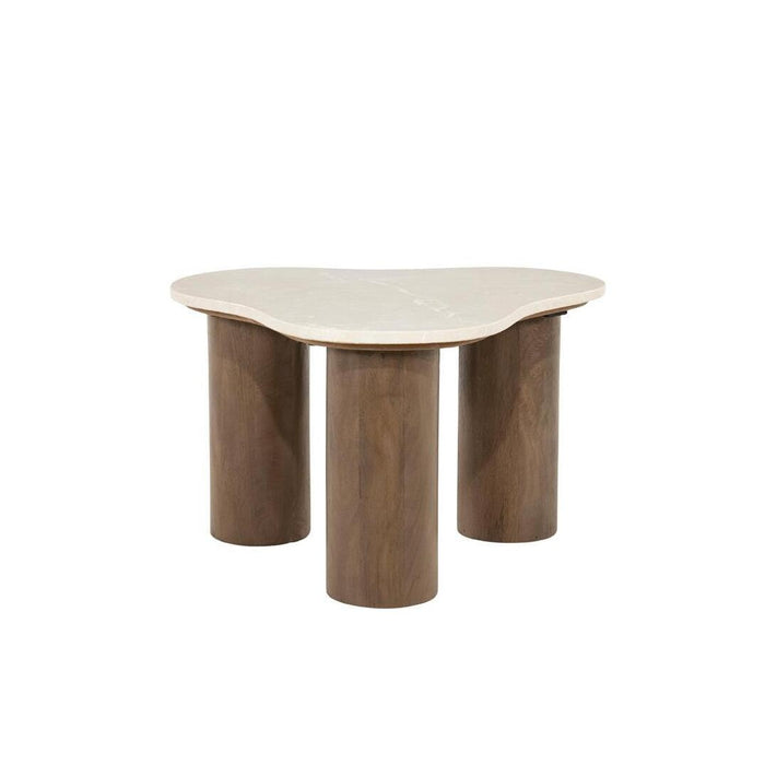 Eleonora Organische Bijzettafel Kengi Botochino marmer en mangohout, 60 x 60cm - Bruin