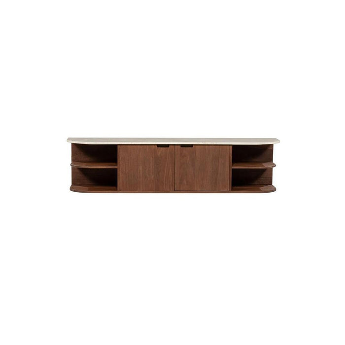 Eleonora TV-meubel Vigo Mangohout en Botochino marmer, 160cm - Bruin