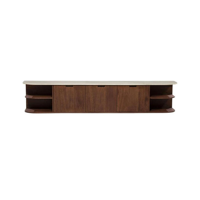 Eleonora TV-meubel Vigo Mangohout en Botochino marmer, 200cm - Bruin